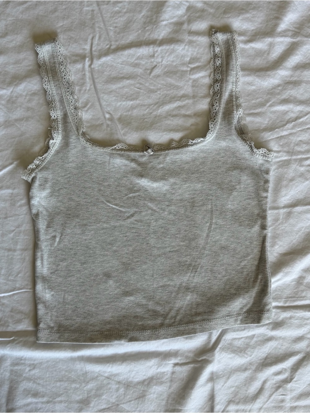 Women’s Lace-Trim Camisole Tank Top - Light Gray